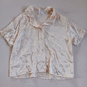 victorias secret ♡ silk button down shirt y2k vintage neutral minimal eco